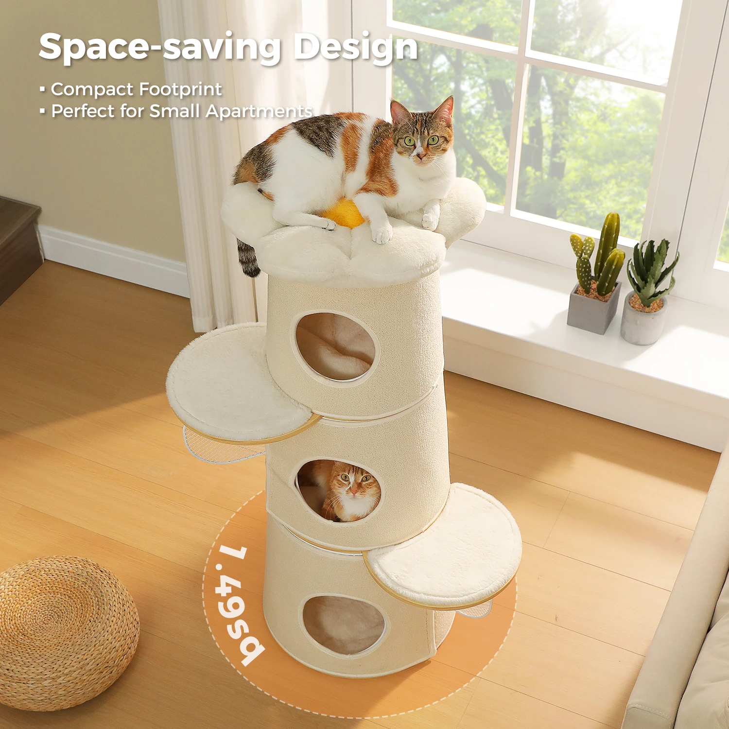 Árbol para gatos con 3 condominios, rascador y estructura metálica - imagen 5