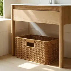 Cesta Tejida Apilable con Asas para Baño y Despensa