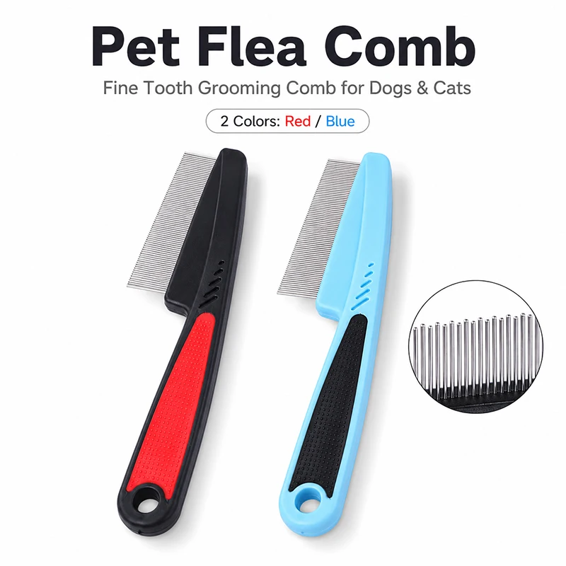 Peine pulgas y piojos de acero para perros y gatos – dientes finos - imagen 4