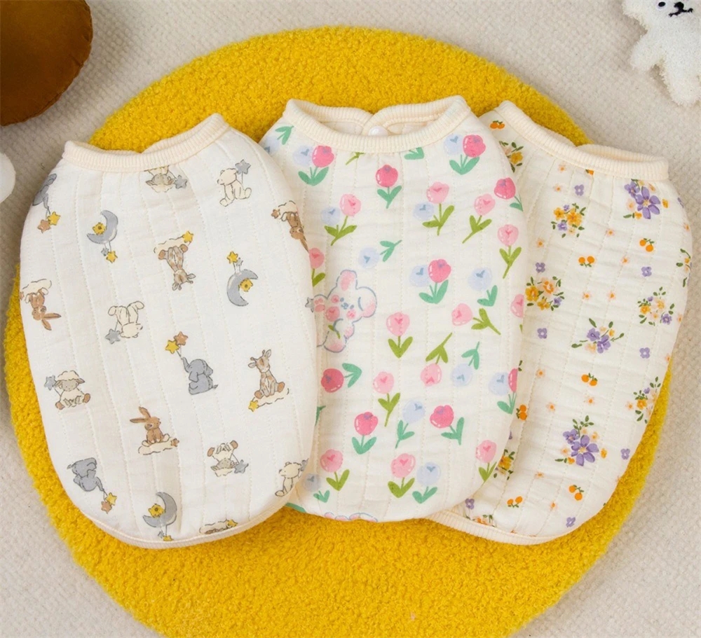 Chaleco floral de algodón para gato y perro