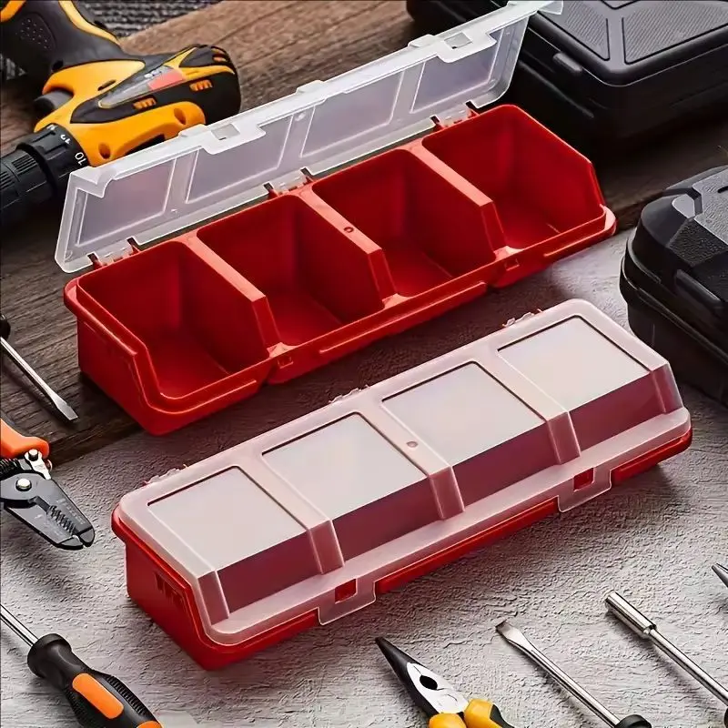 Caja con compartimentos para ordenar tornillos y piezas pequeñas