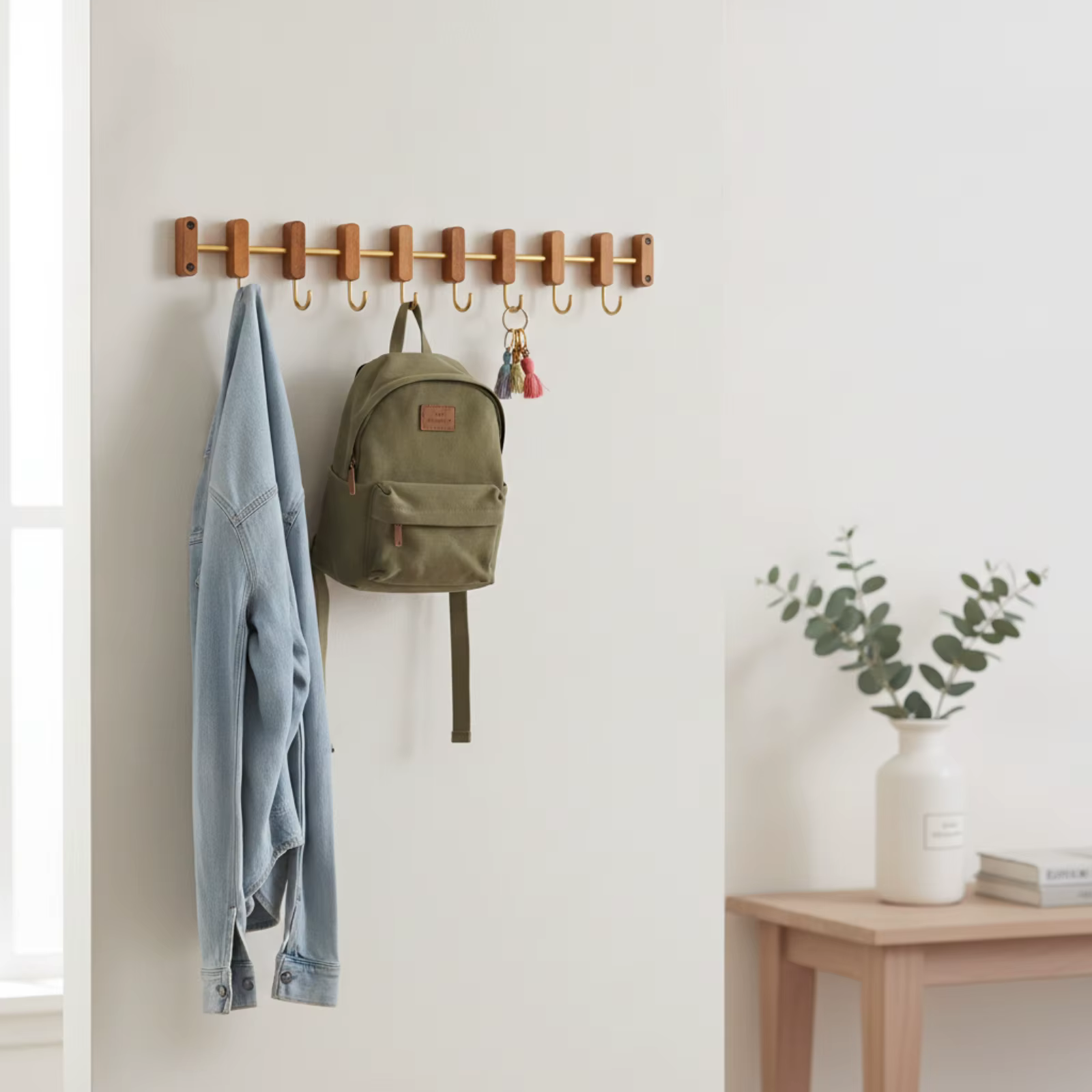 Perchero de Pared con Ganchos Deslizantes – Organizador para Bolsas y Abrigos - imagen 5