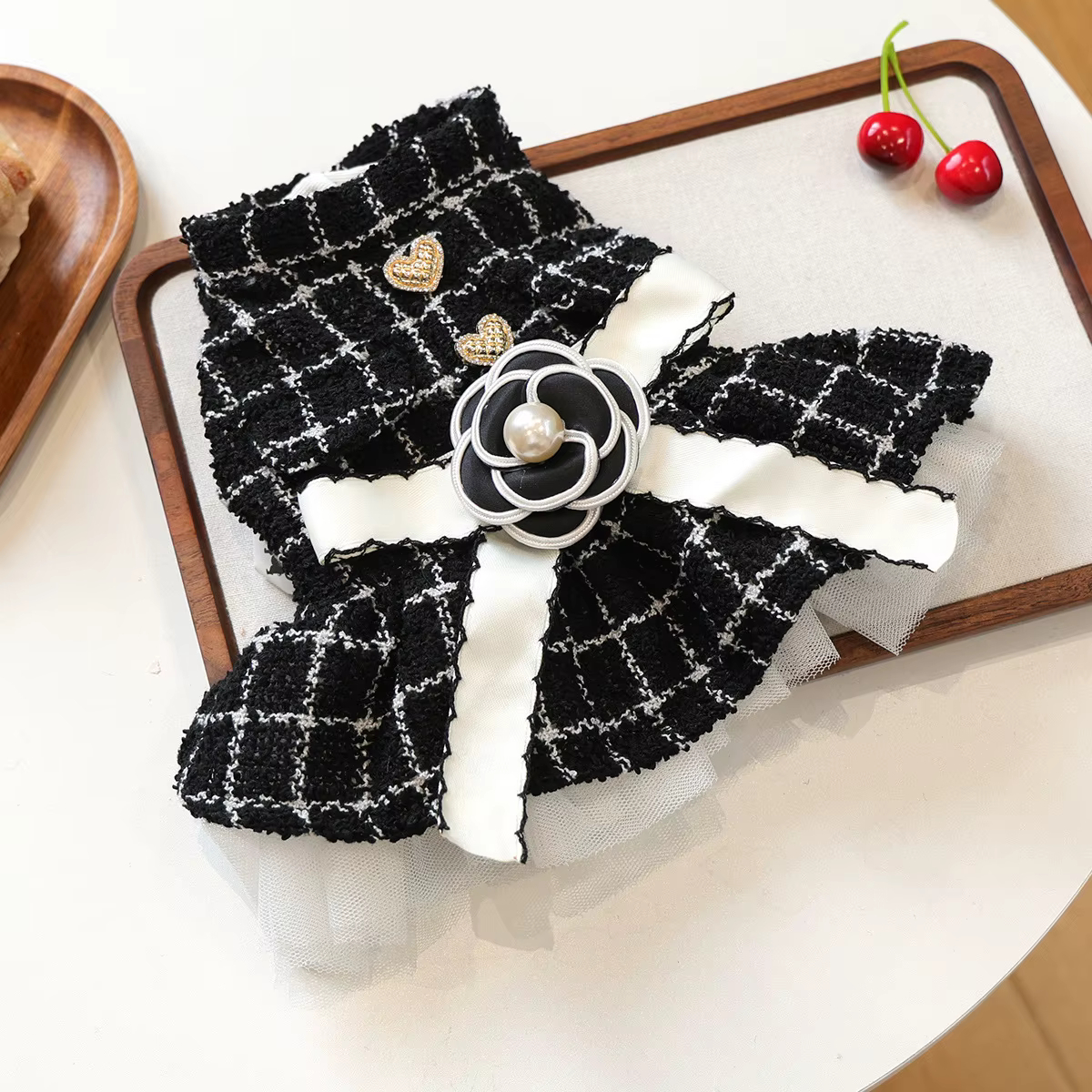 Vestido de Princesa para Perro Otoño-Invierno con Lazo Negro