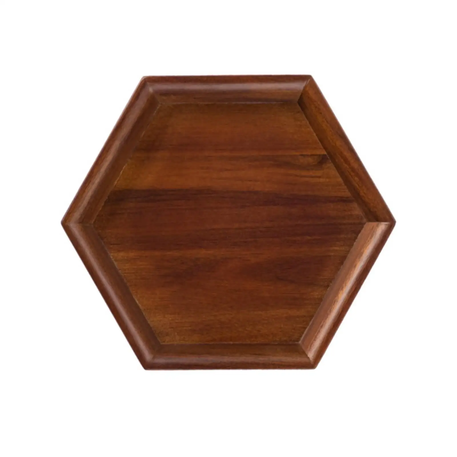 Bandeja de servir en madera oscura con diseño facetado - imagen 3