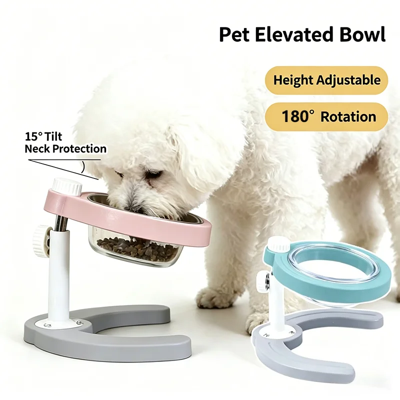 Comedero elevado ajustable para gatos y perros, tazón inclinado - imagen 3