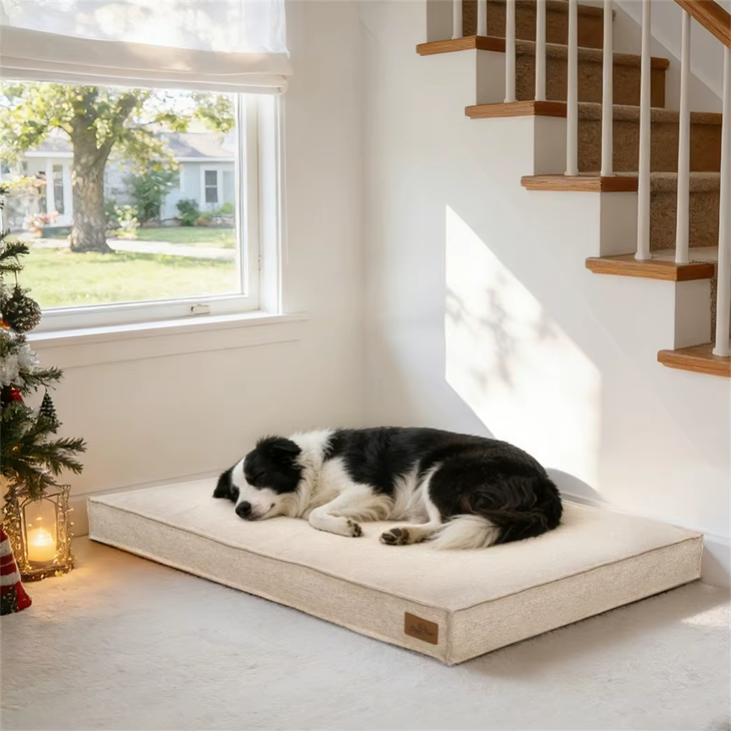 Cama para perro grande con funda de lino lavable y base antiesrés - imagen 2