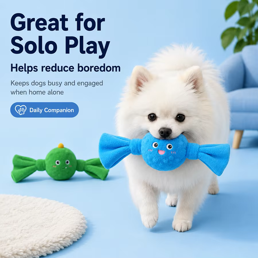 Juguete para perros con chirridos: peluche saltarín lavable - imagen 3
