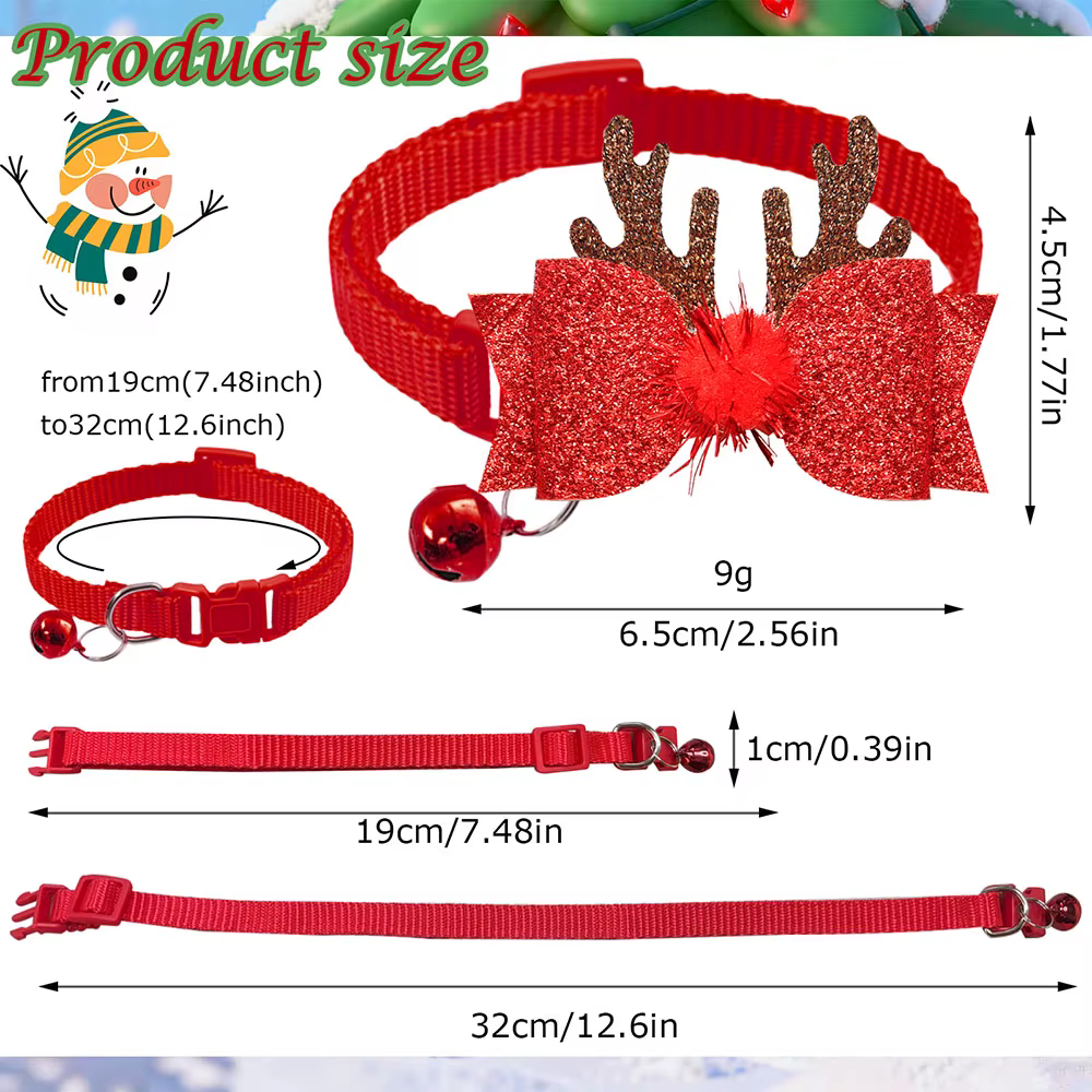 Pack de Lazos Navideños para Perros y Gatos con Campanas