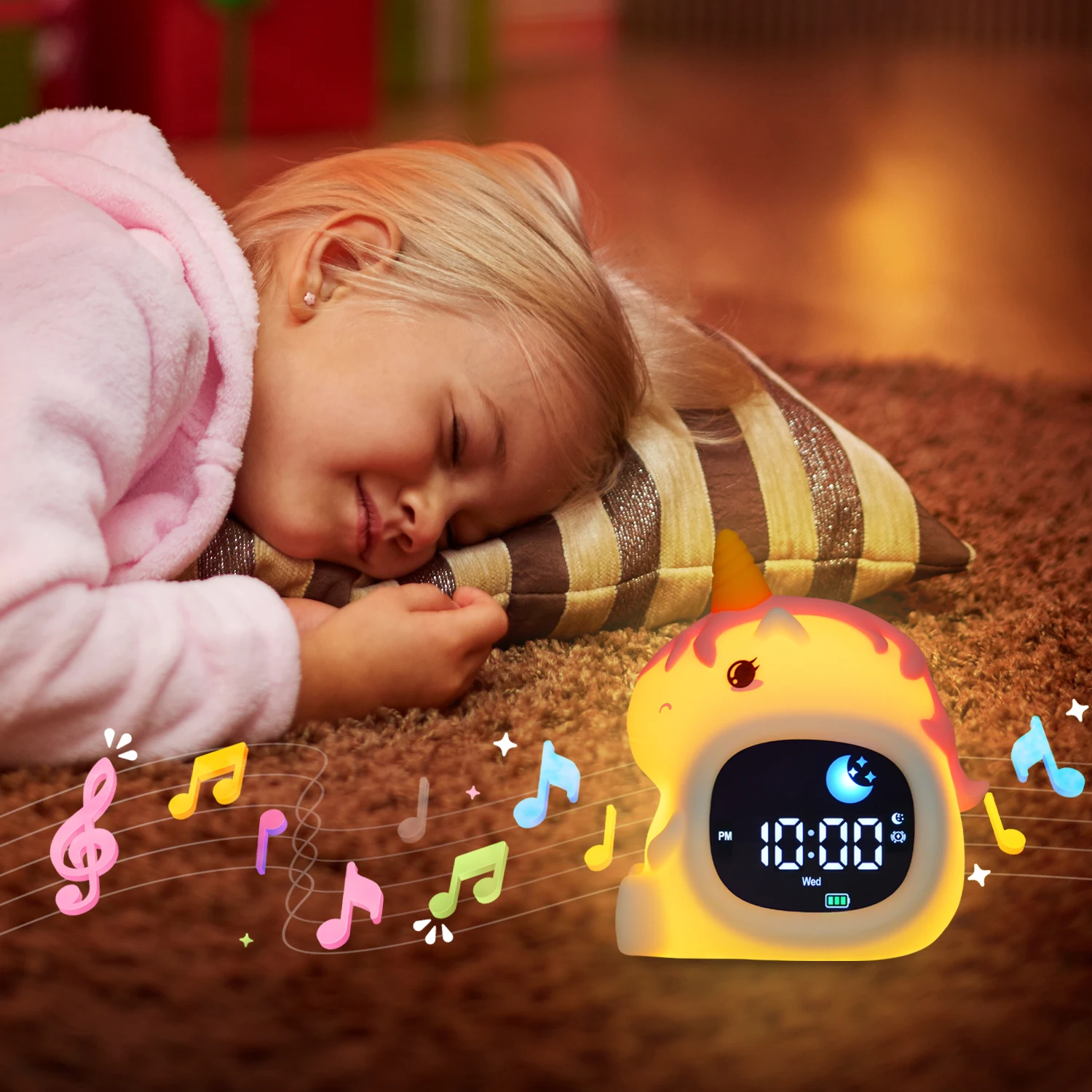 Reloj despertador para niños con luz LED