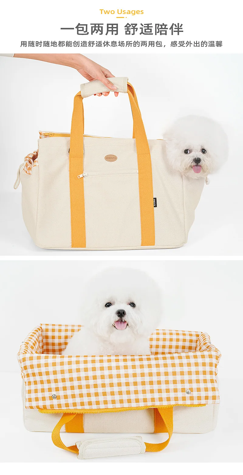 Bolsa de transporte para mascotas transpirable vista lateral