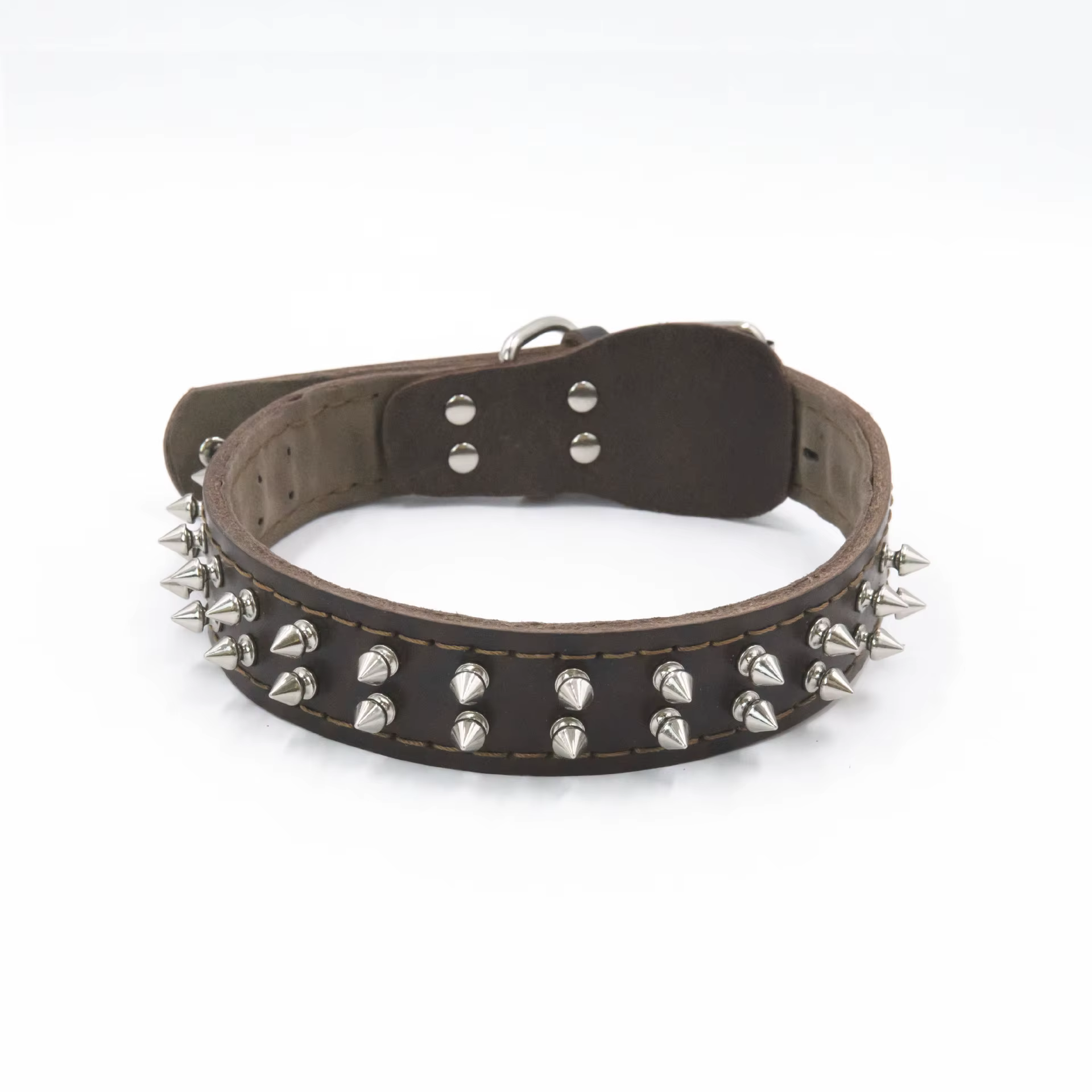 Collar con Púas para Perro – Cuero Genuino Antimordiscos - imagen 2