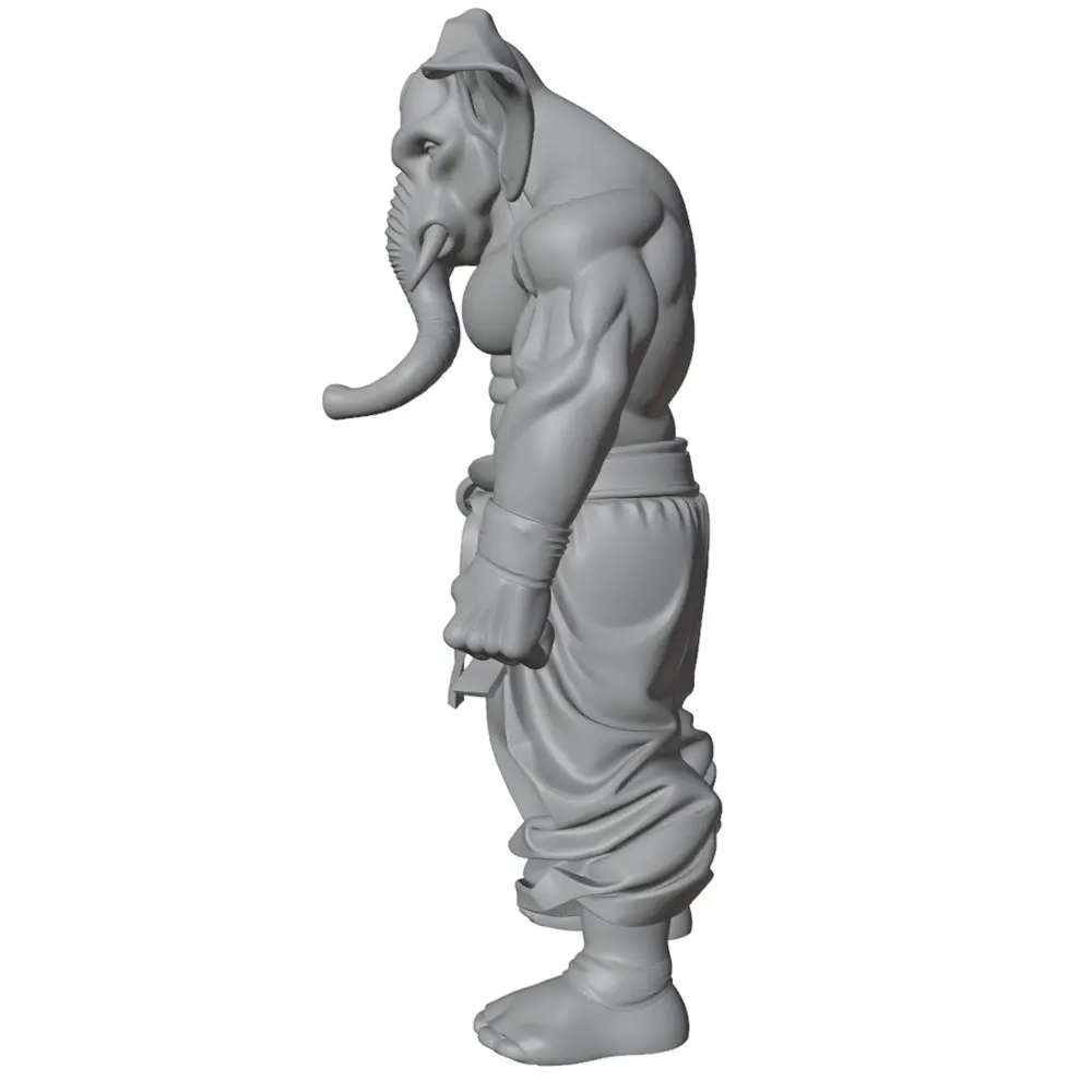 Mini estatua de resina sin pintar: hombre con cabeza de elefante - imagen 2