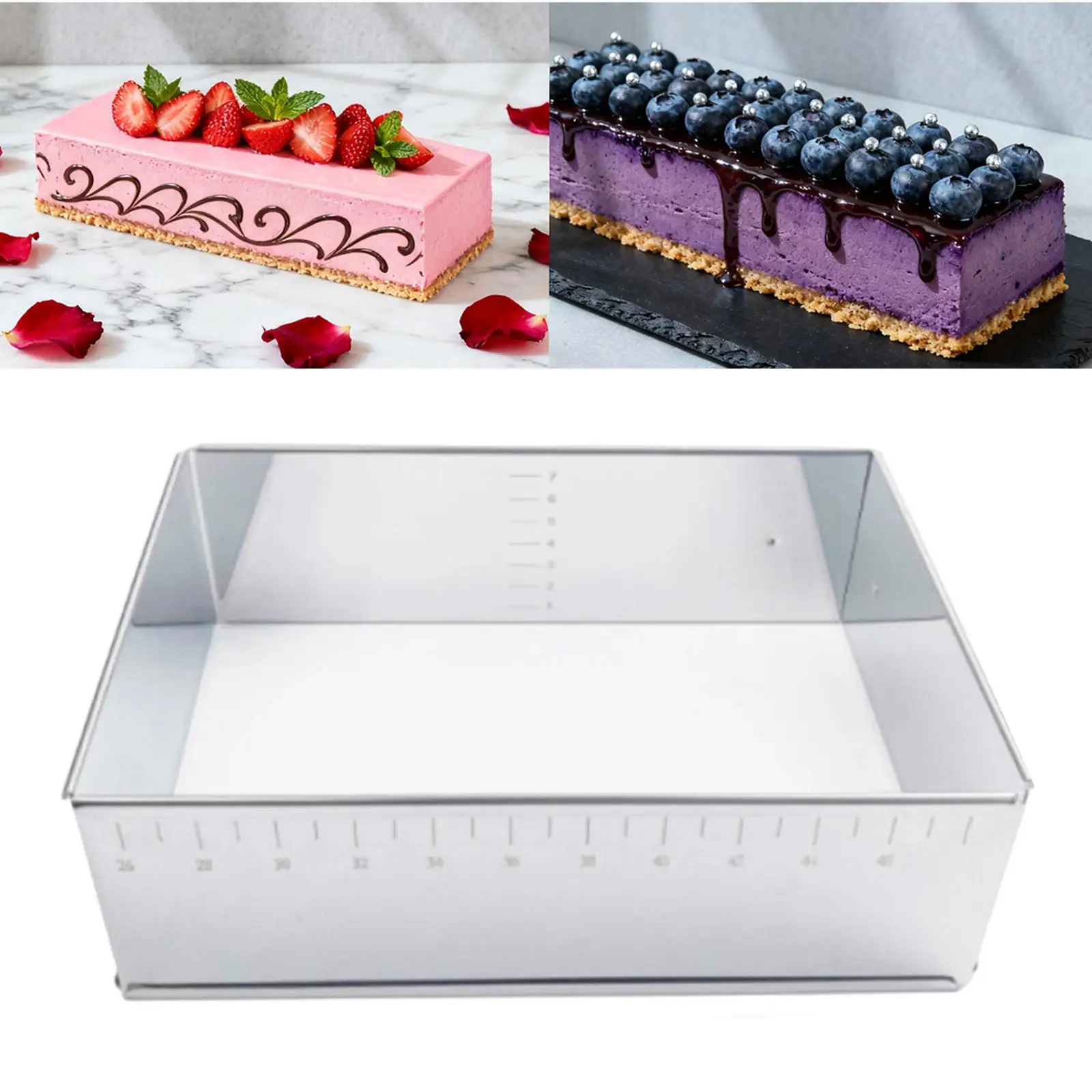 Molde rectangular de acero inoxidable ajustable para hornear tiramisú - imagen 5