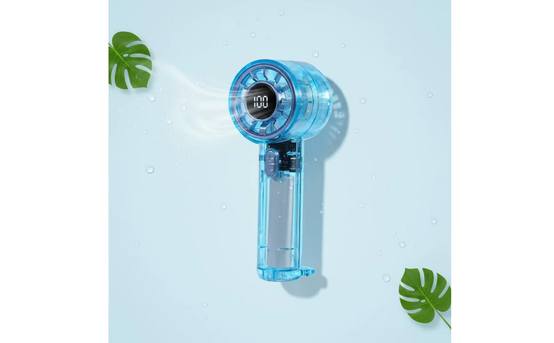 Mini ventilador transparente recargable con pantalla