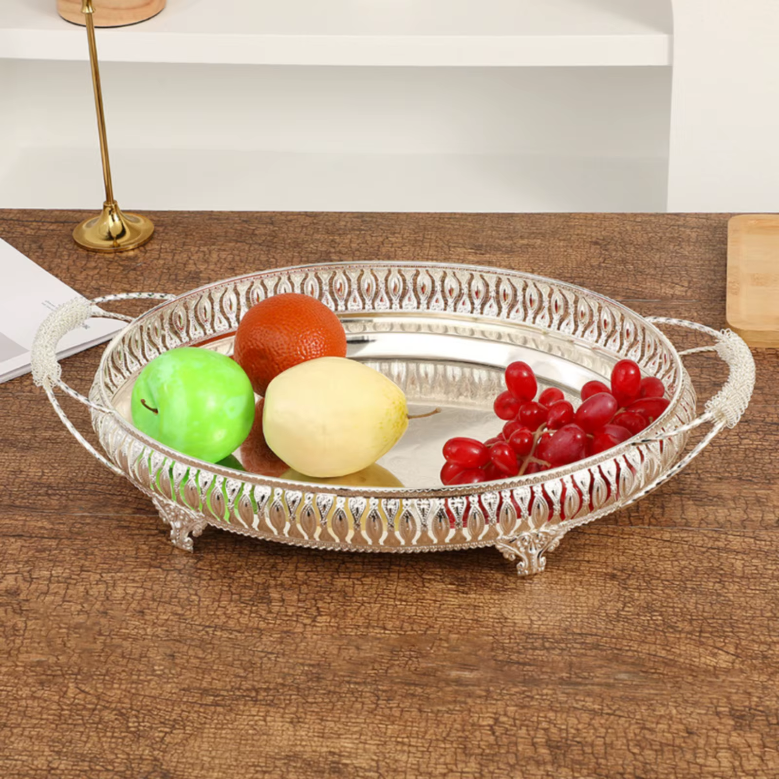 Bandeja espejo con asas para gatos y perros – Plato vintage ovalado - imagen 4