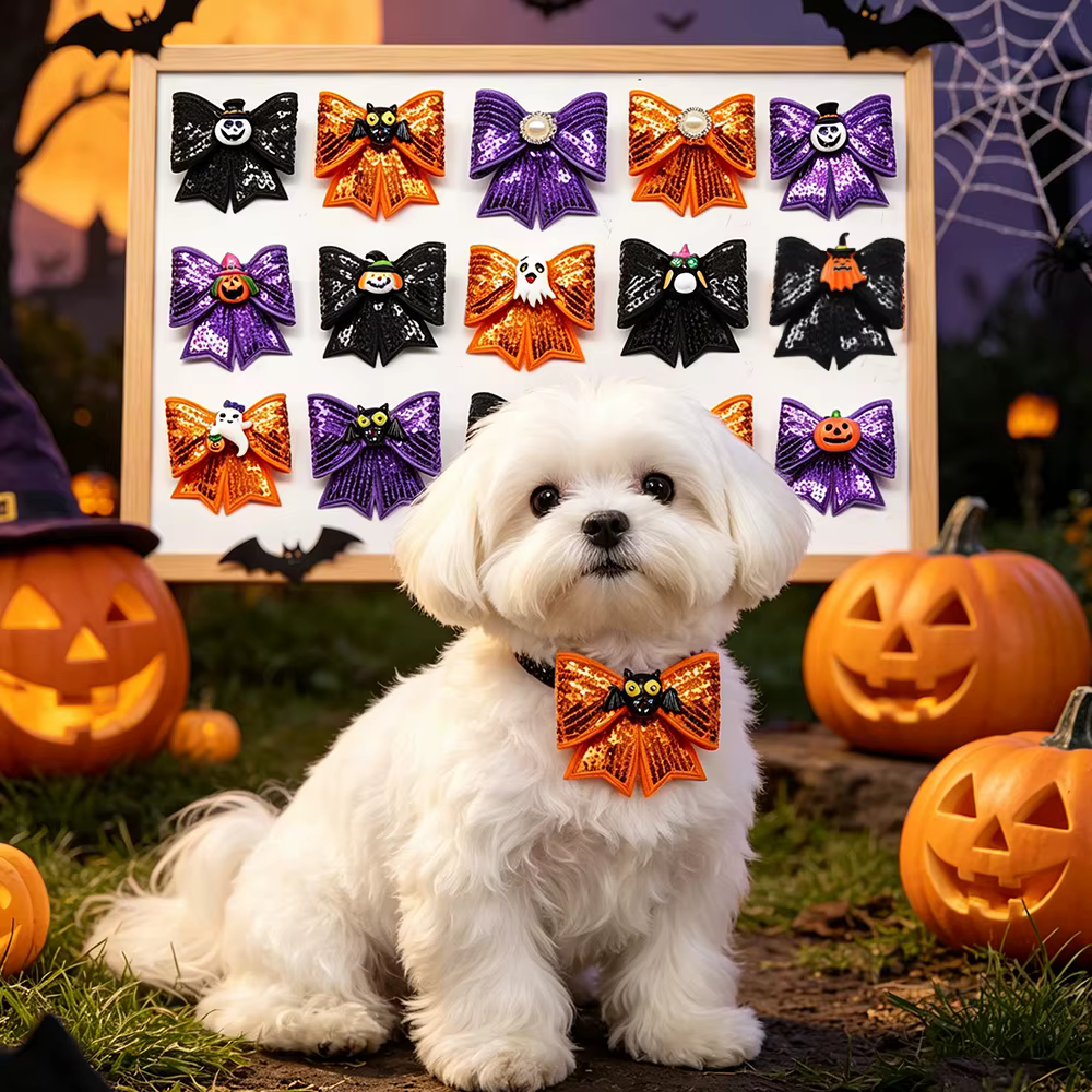 Collar de Halloween para perros con lazos removibles elásticos - imagen 3