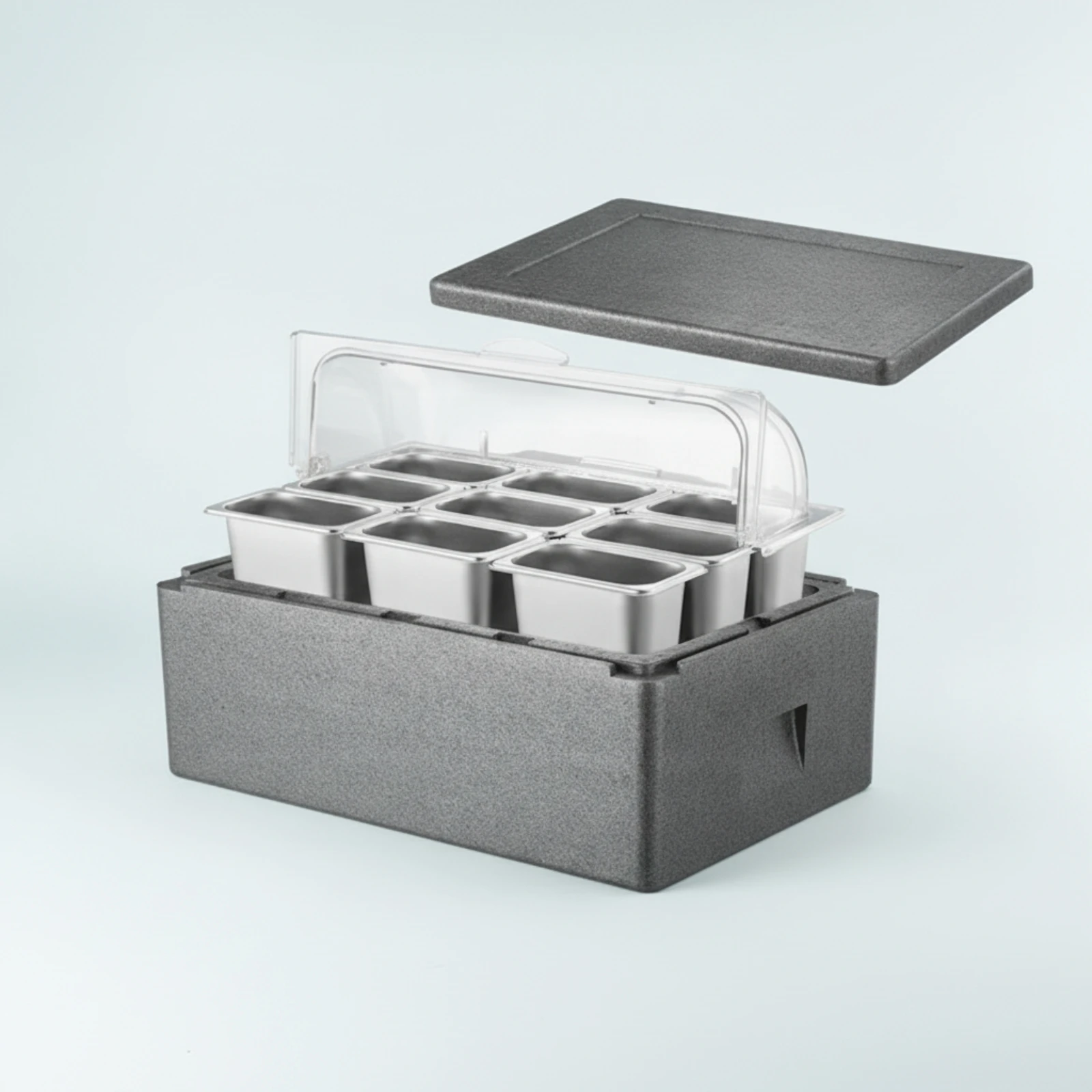 Caja Aislada para Alimentos con Bandejas - Contenedor para Catering y Buffets