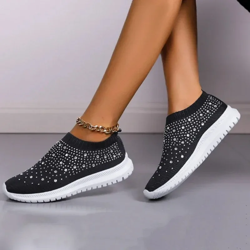 Zapatillas de malla transpirables mujer, planas antideslizantes cómodas