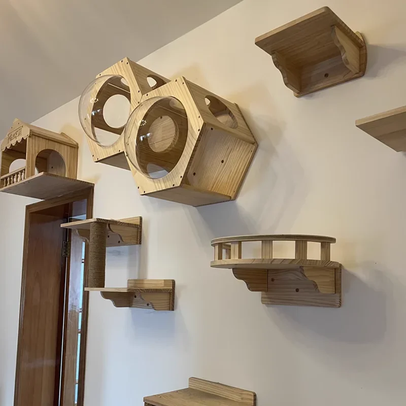 Árbol para gatos montado en la pared con rascador y cama suave - imagen 2