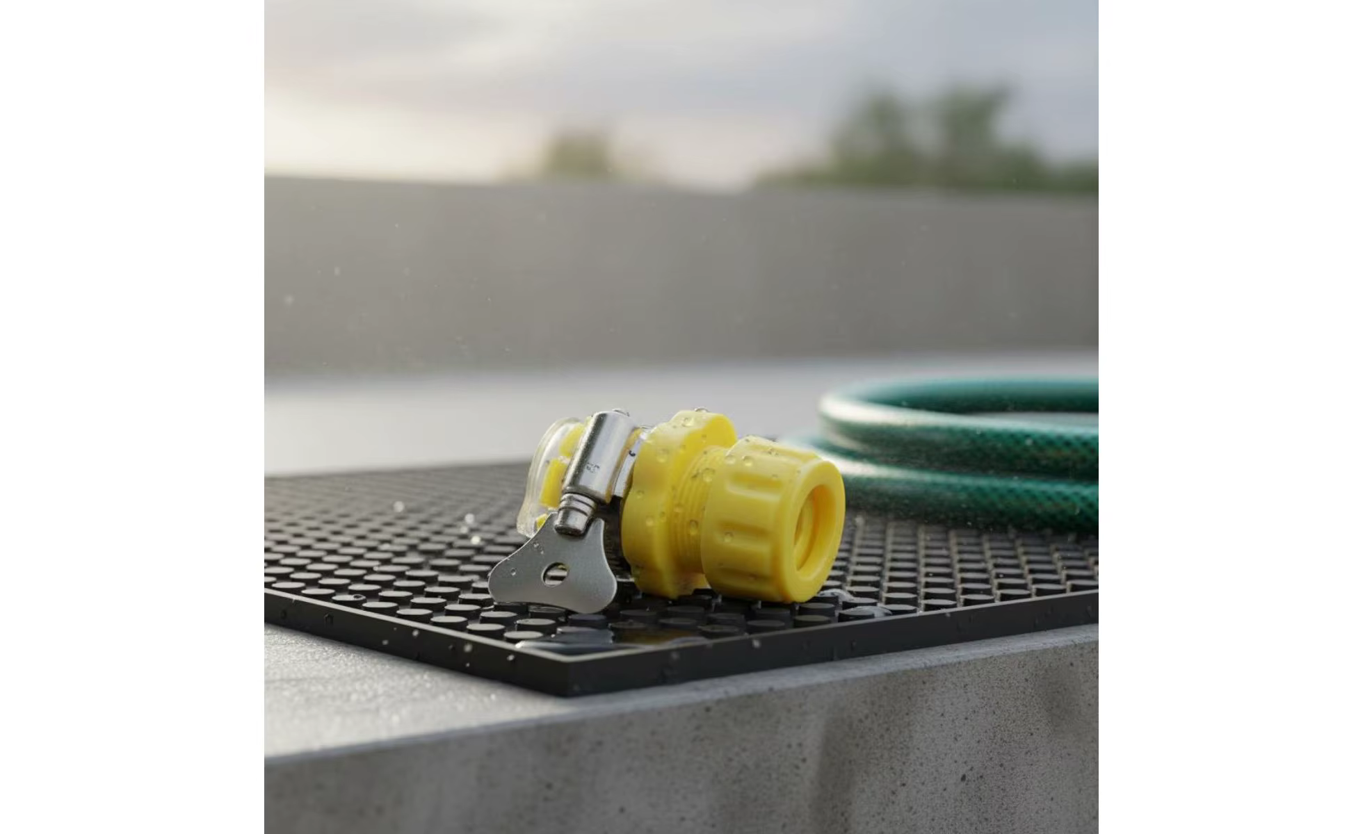 Adaptador universal de grifo a manguera instalado en un grifo doméstico