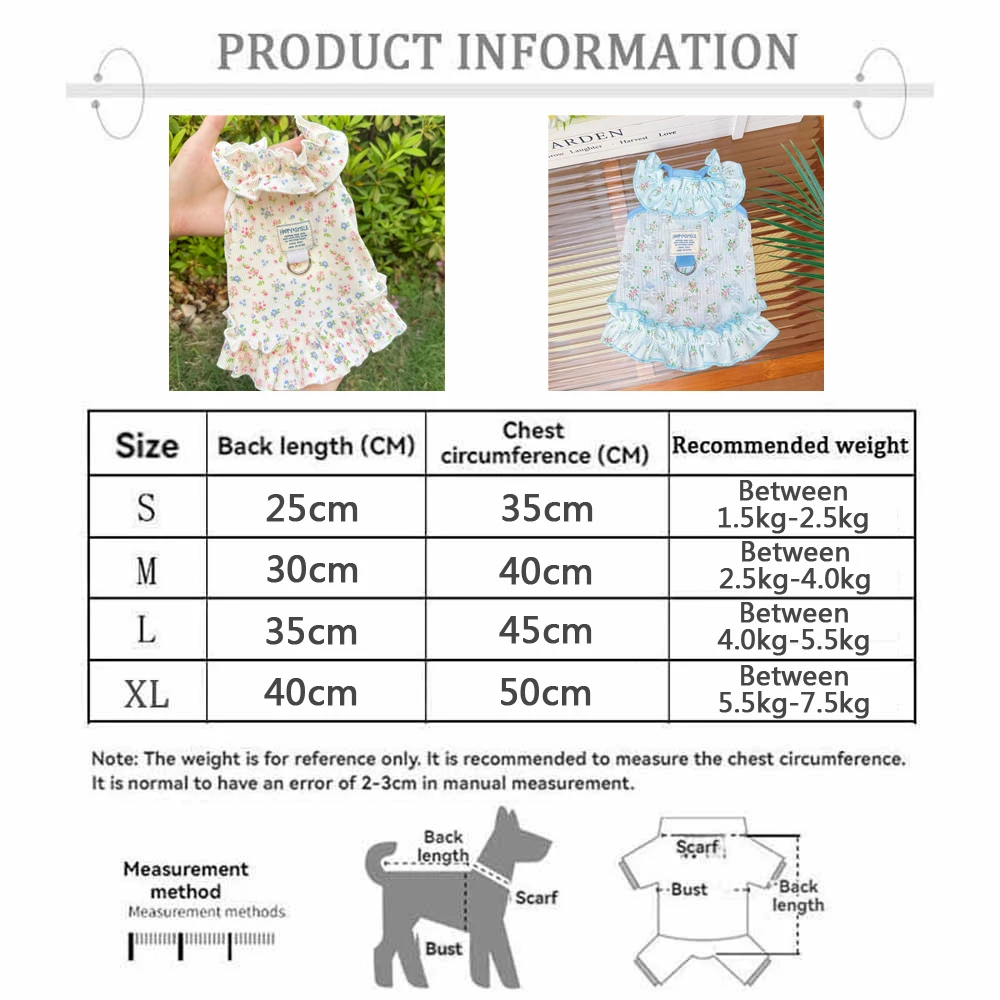 Vestido floral para mascota pequeña