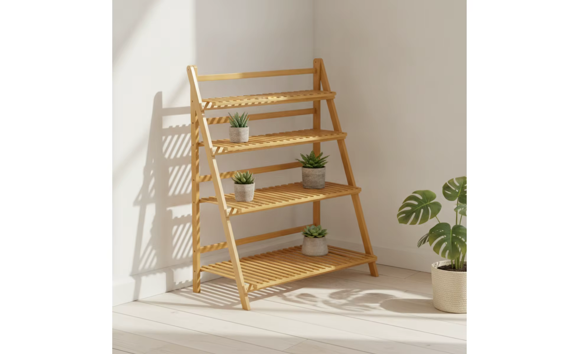 Soporte plegable para plantas con estructura en V