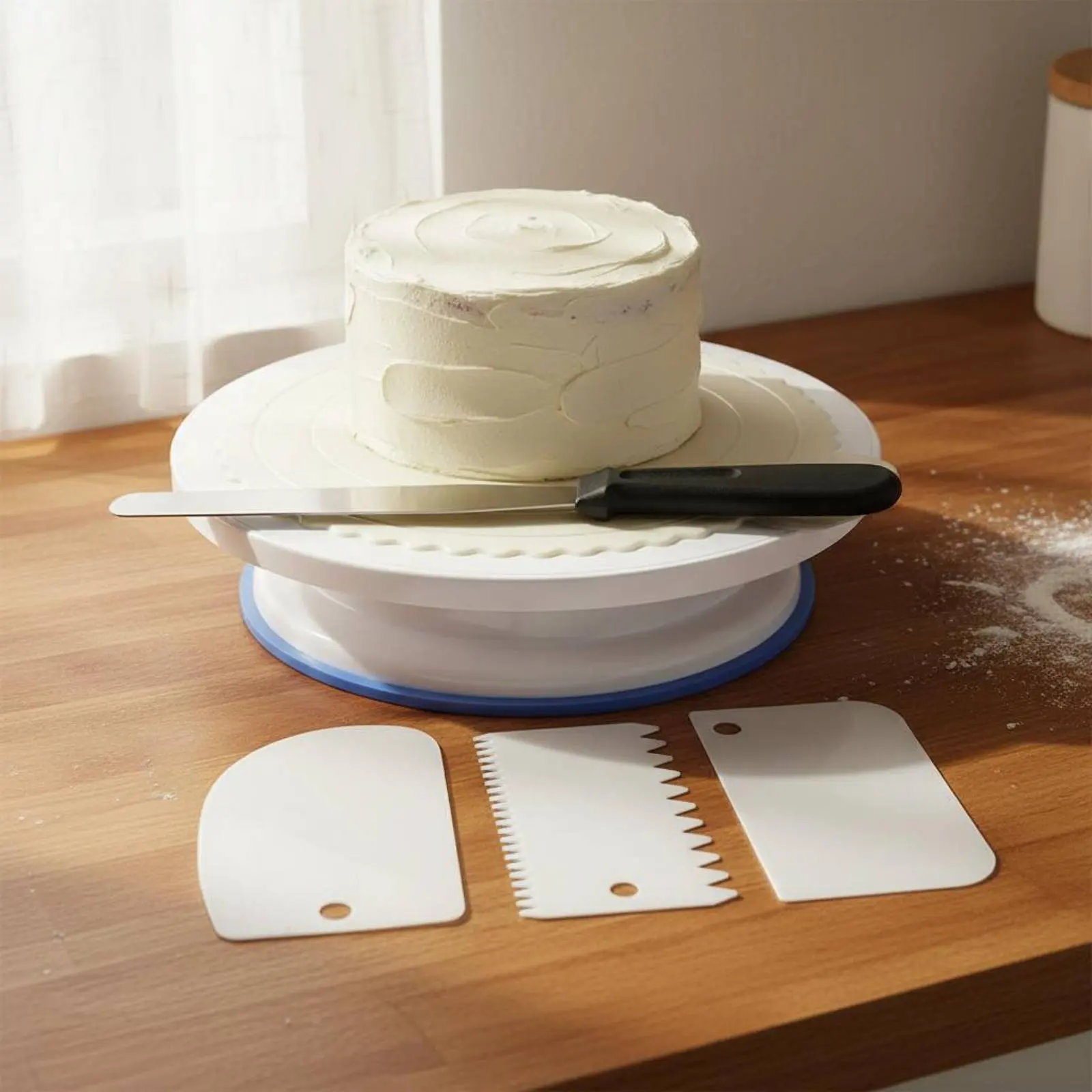 Kit de decoración de pasteles con plato giratorio y base antideslizante - imagen 4