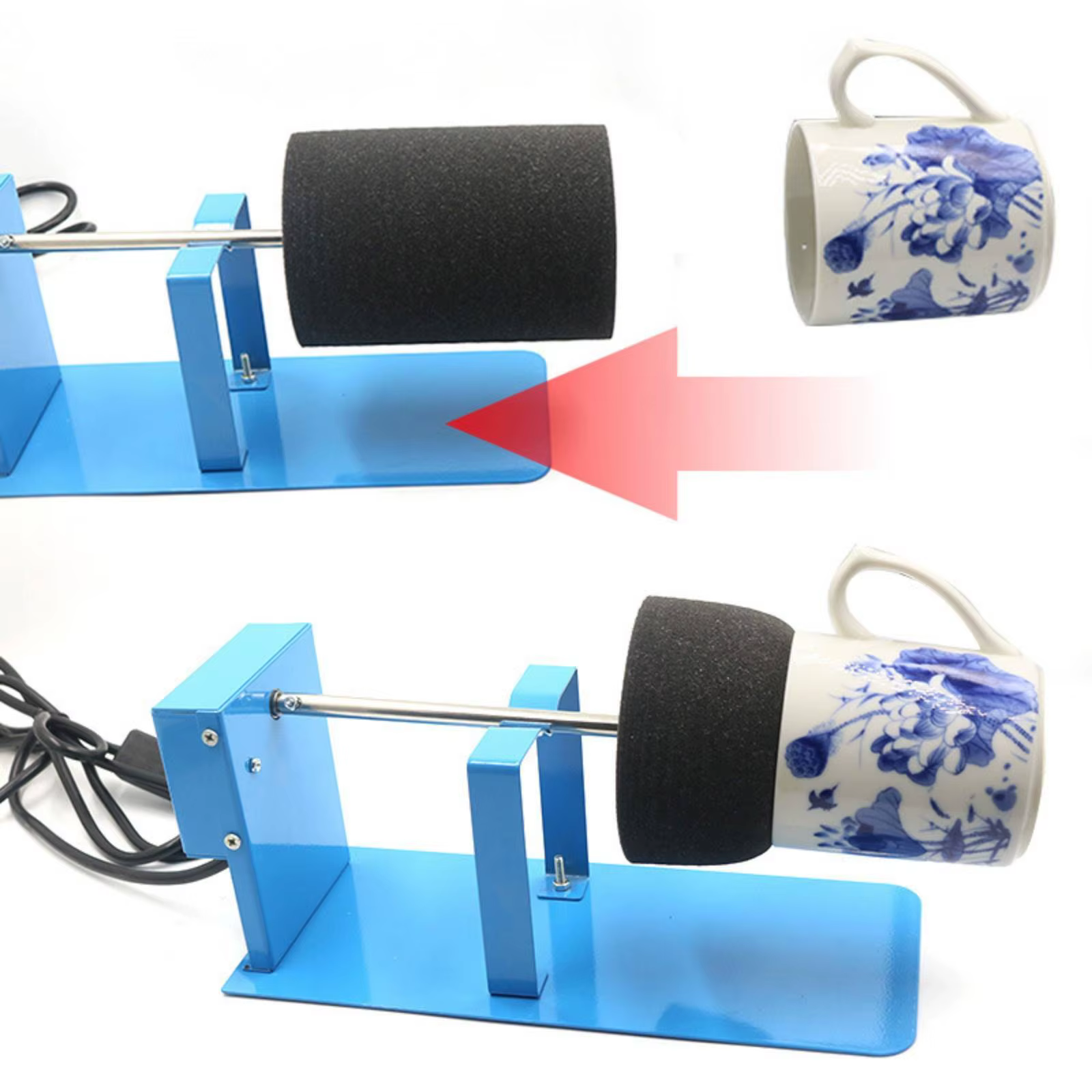Rotador eléctrico con rodillo para pintar tazas de gatos y perros