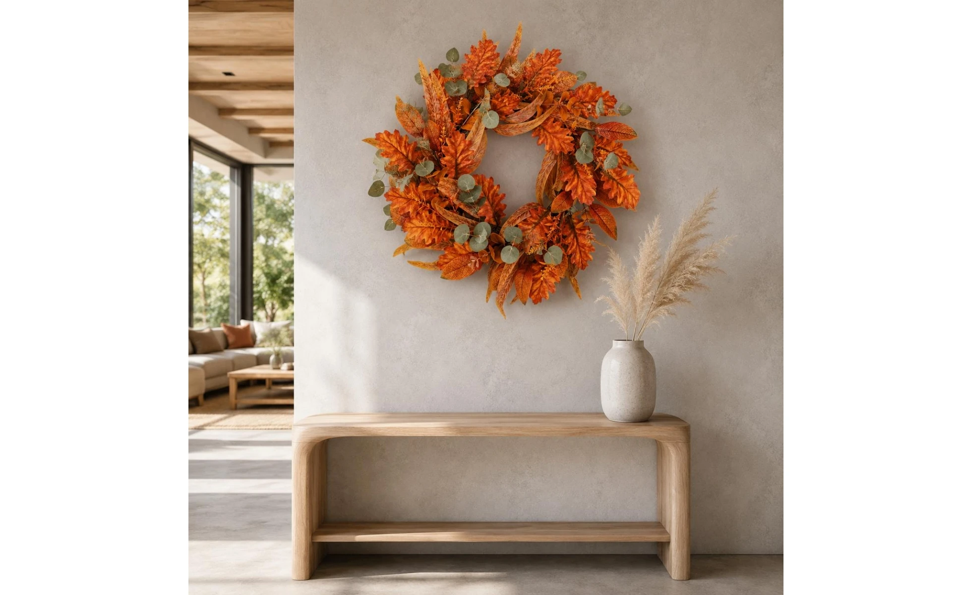 Corona colgante para decorar puerta de entrada