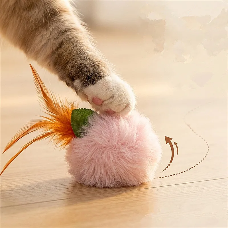 Juguete interactivo para gatos: pelota con campana y varita de plumas - imagen 3