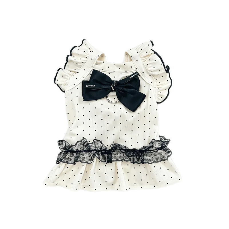Vestido de encaje transpirable con lazo para gatos y perros - imagen 3