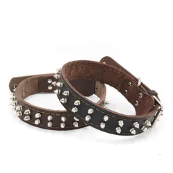 Collar con Púas para Perro – Cuero Genuino Antimordiscos