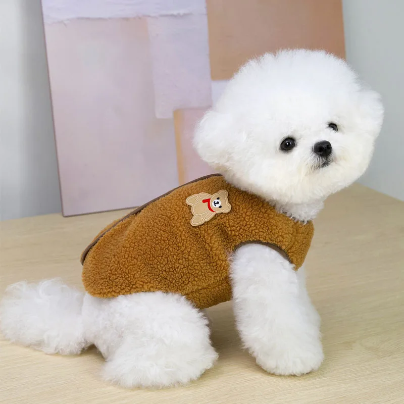 Chaleco invierno perro y gato pequeño – Abrigo lana cortavientos cálido - imagen 4