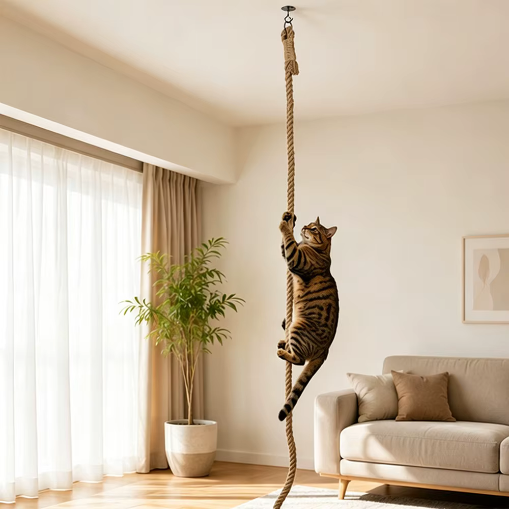 Rascador de pared de sisal para gatos de interior, parque de juguete - imagen 2