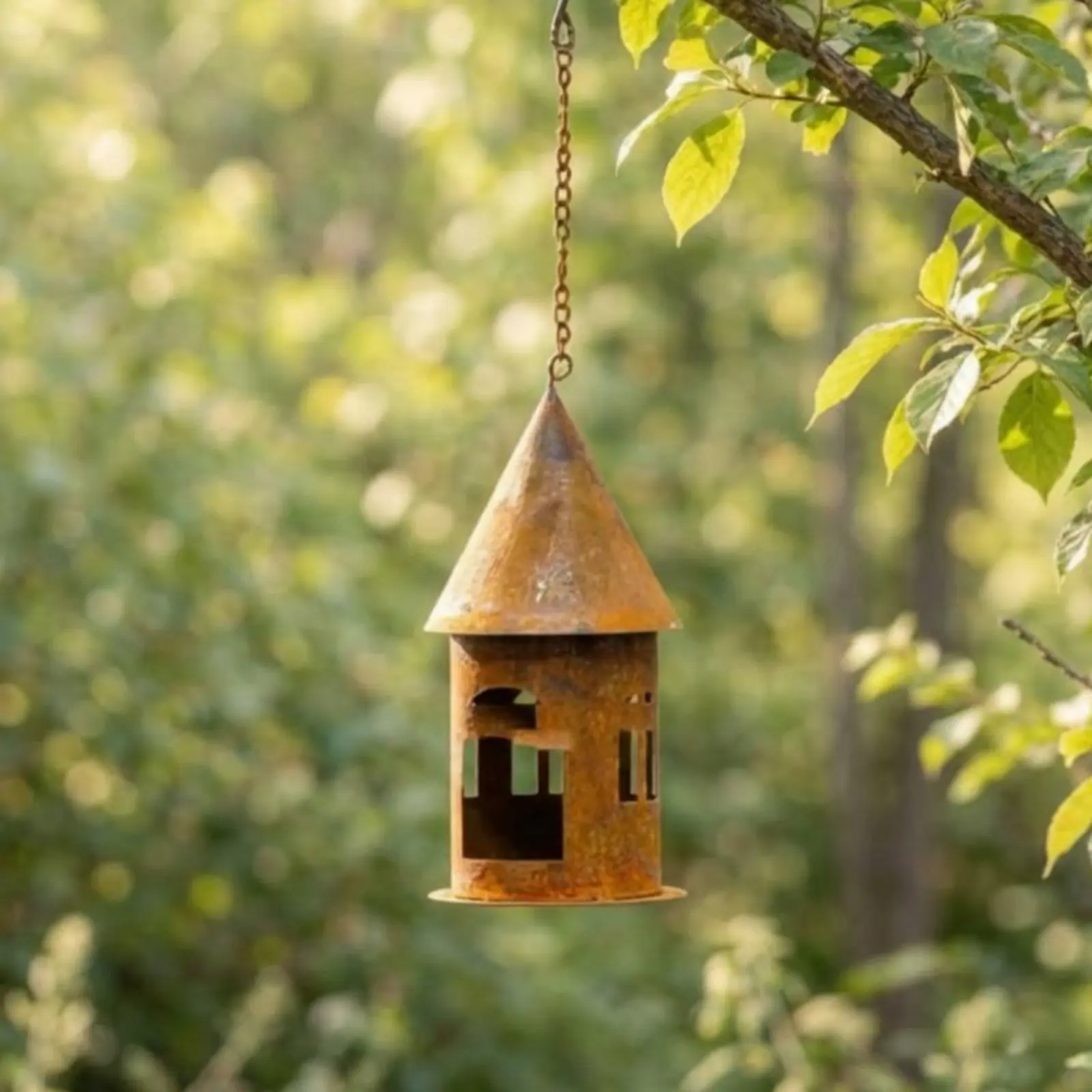 Farol metal envejecido rústico para jardín, ideal gatos y perros - imagen 4