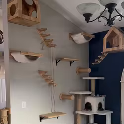 Rascador de pared para gatos con escalera, nido y plataformas