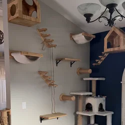 Rascador de pared para gatos con escalera, nido y plataformas