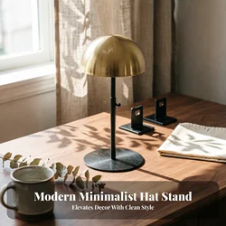 Soporte ajustable para exhibición de sombreros de metal y madera con base