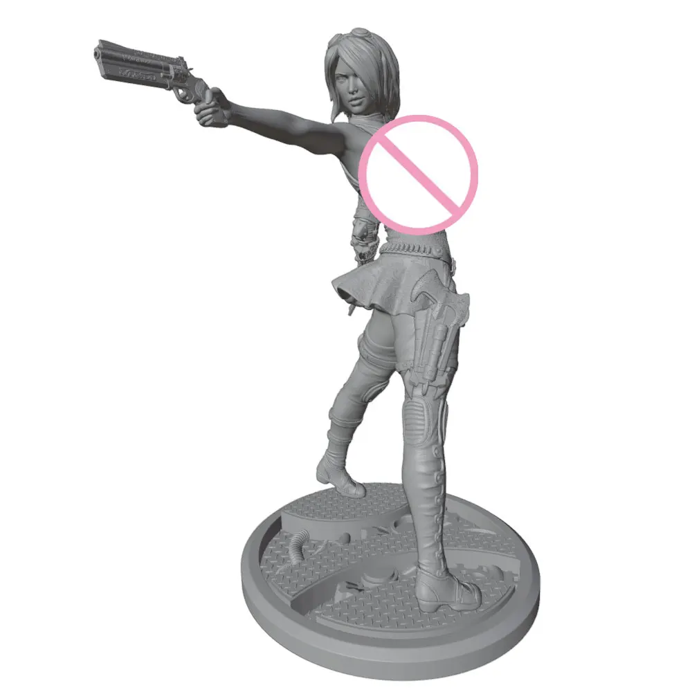 Figura modelo 3D de resina femenina gris DIY sin montar - imagen 3
