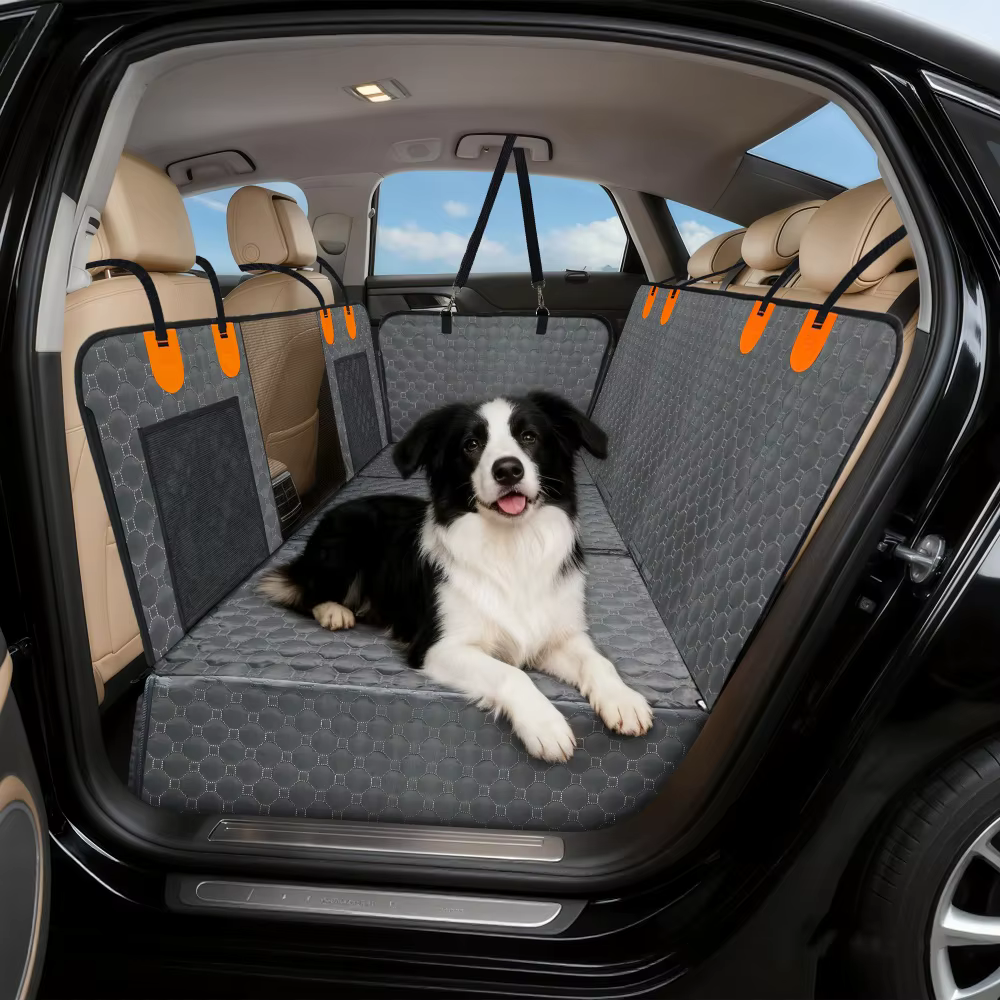 Funda de asiento trasero para perros con base rígida – Protector de coche impermeable - imagen 5