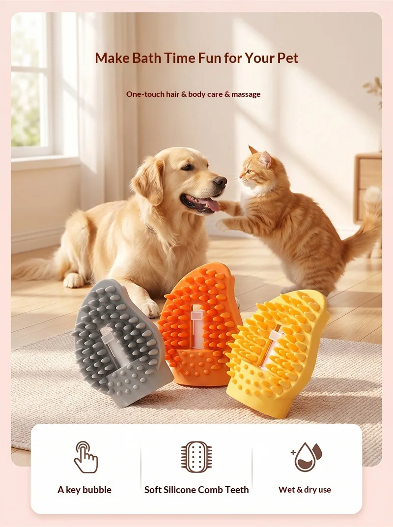 Cepillo de silicona para baño de mascotas