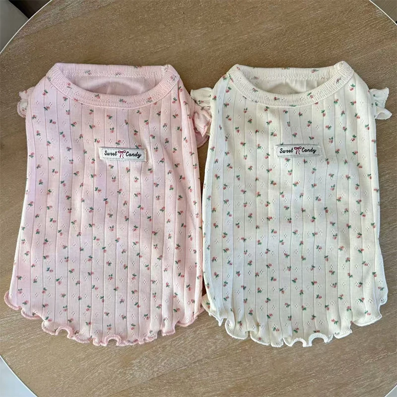 Sudadera de algodón con mangas rizadas para mascotas