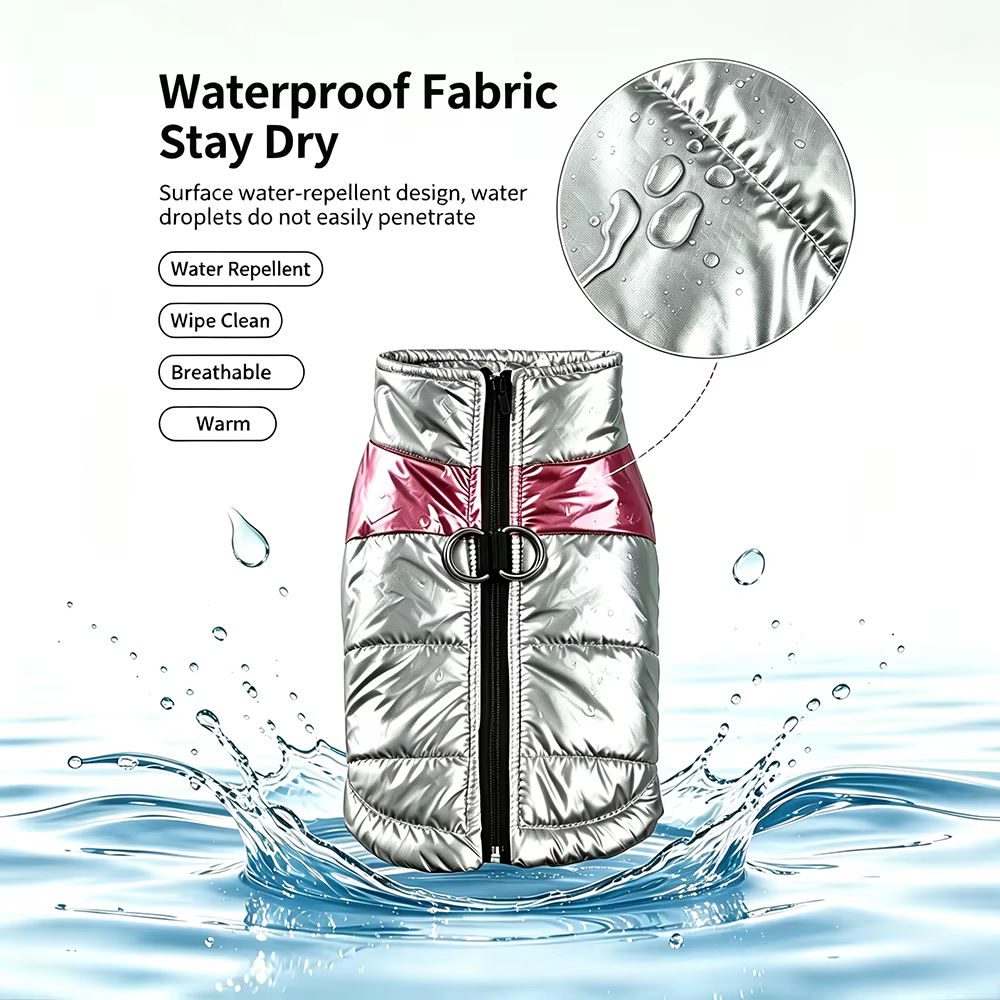 Chaqueta perro impermeable con anillo D – Cortavientos para perros pequeños y gatos - imagen 4