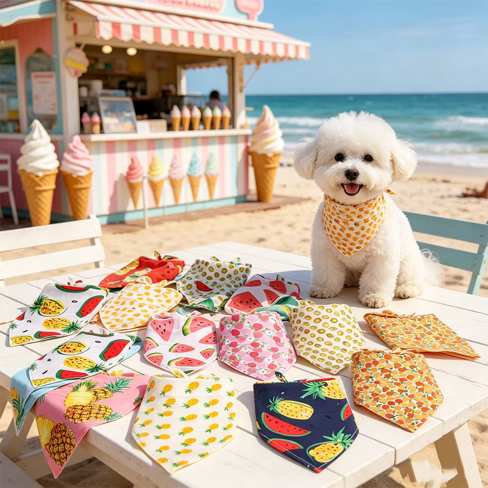 Bandana ajustable con estampado frutal para perros talla S/M - imagen 3