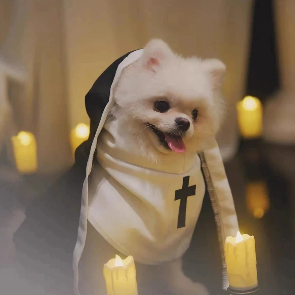 Disfraz de Monja para Gatos y Perros – Traje Festivo de Halloween - imagen 2