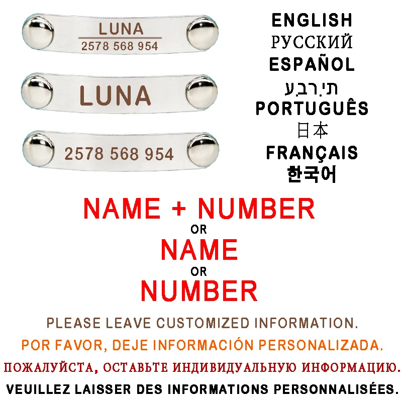 Collar de nailon con placa de identificación