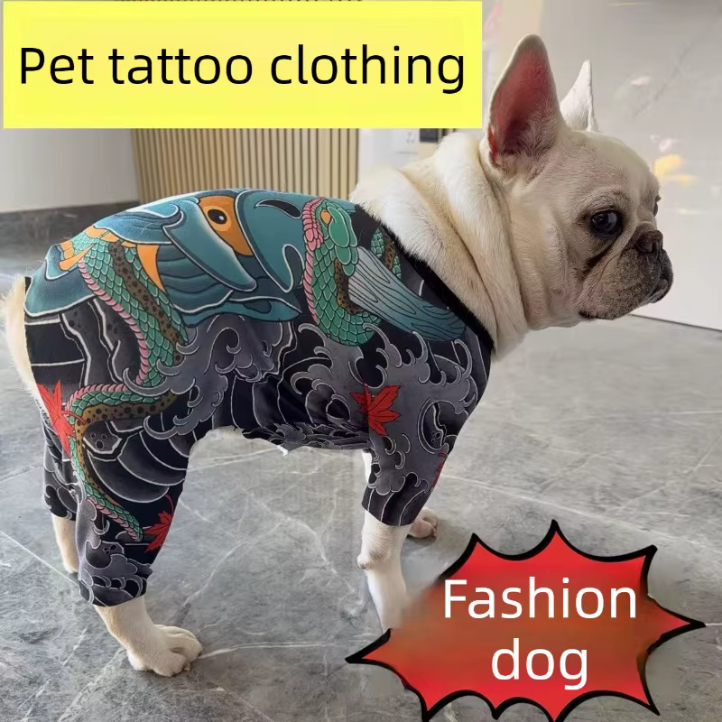 Ropa para perros con estampado de tatuajes, traje para Pug - imagen 4