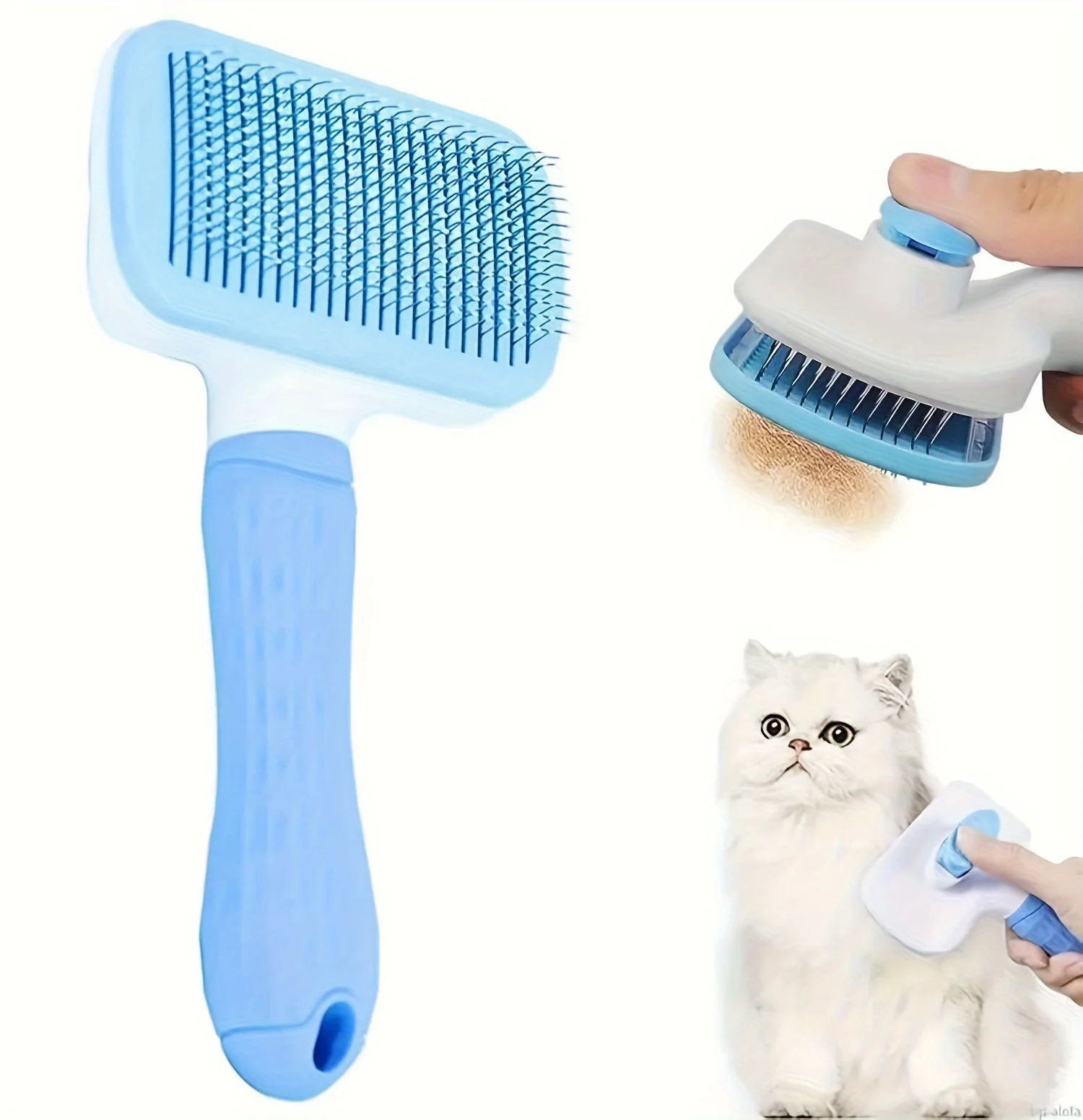 Cepillo de deshedding siendo usado en mascota
