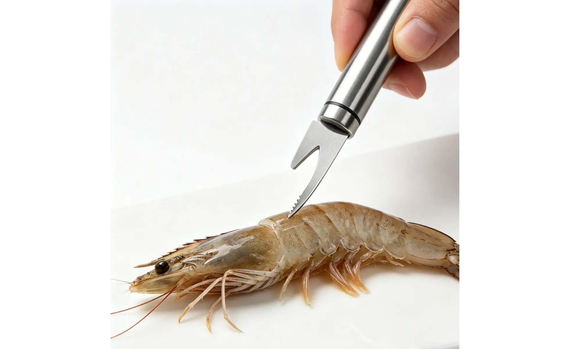 Utensilio desvenador de gambas de acero inoxidable