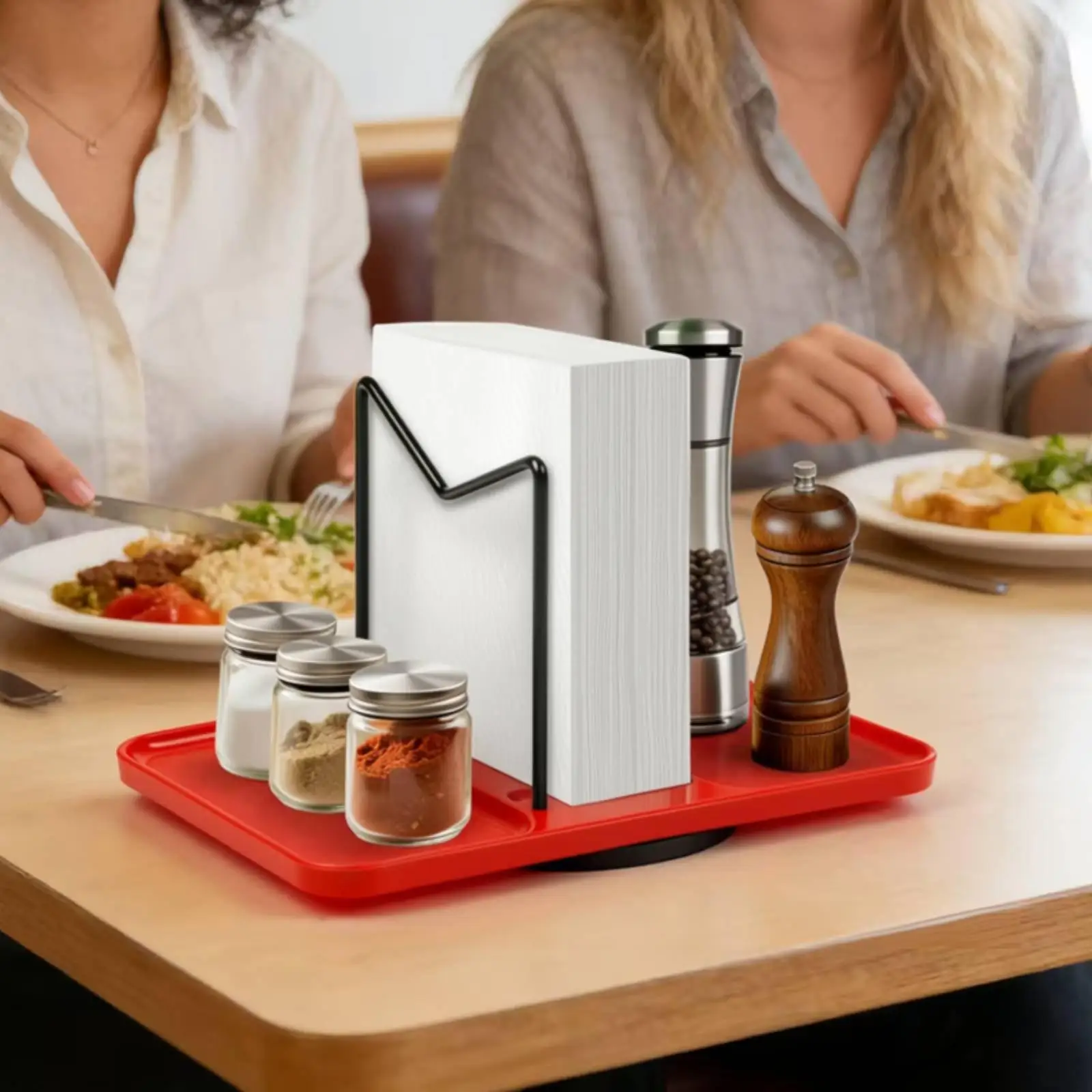 Porta Servilletas Giratorio de Metal Antideslizante para Mesa - imagen 3